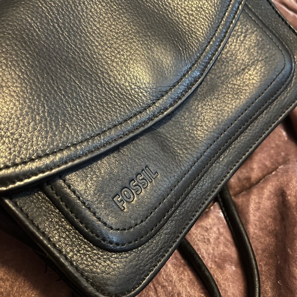 90s Fossil Black Pebbled Leather Crossbody Bag - Picture 2 of 8